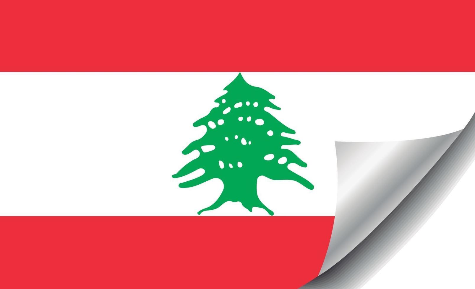 bandera de líbano con esquina rizada vector