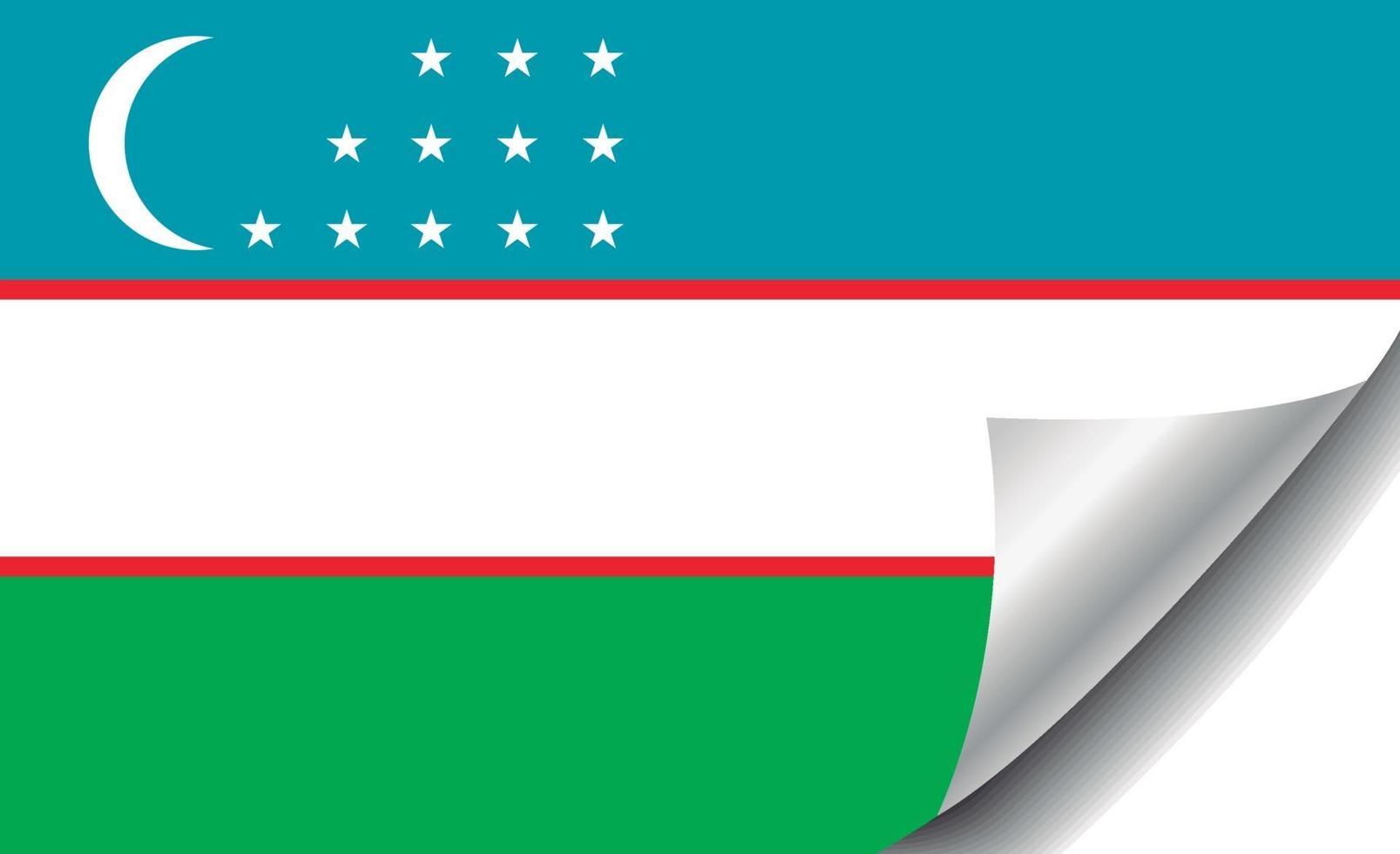 bandera de uzbekistán con esquina rizada vector