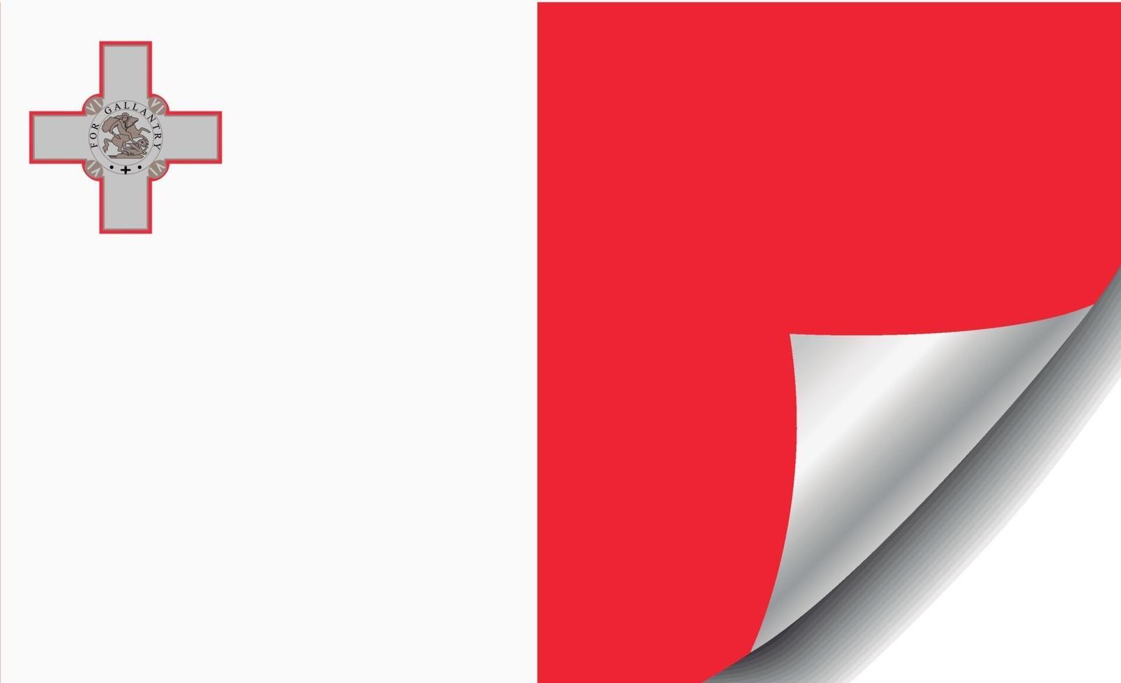 Malta flag with curled corner vector