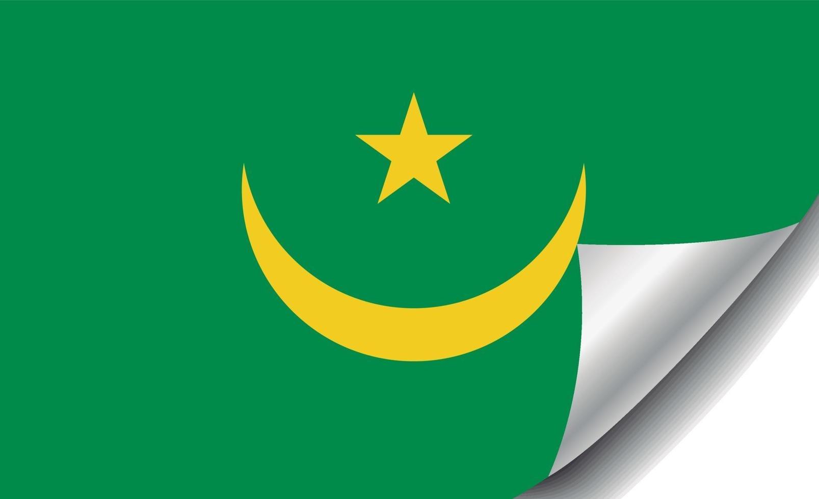 Mauritania flag with curled corner vector