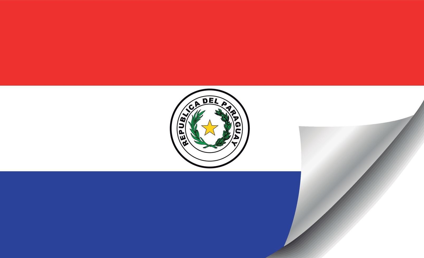 bandera de paraguay con esquina rizada vector