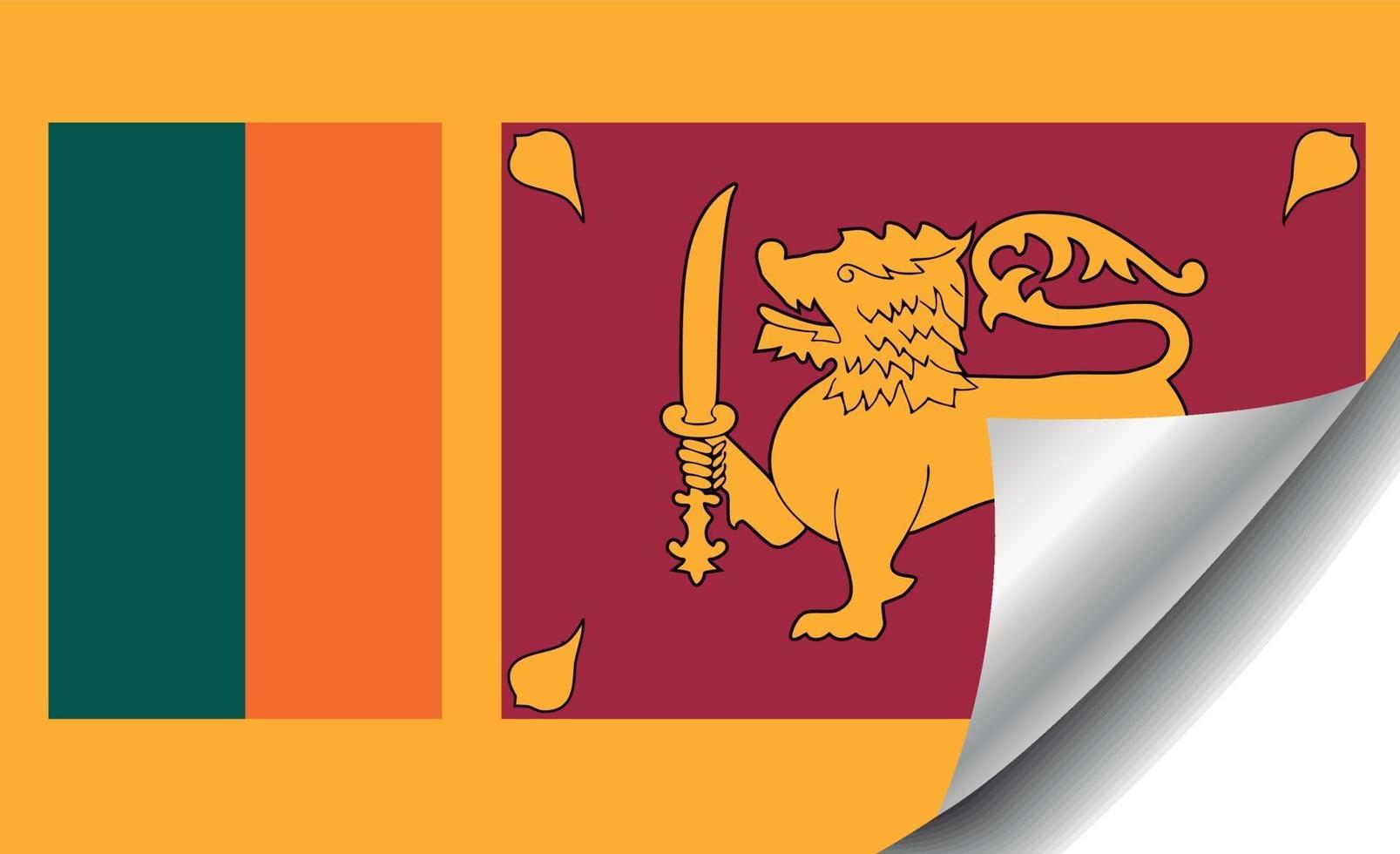 bandera de sri lanka con esquina rizada vector