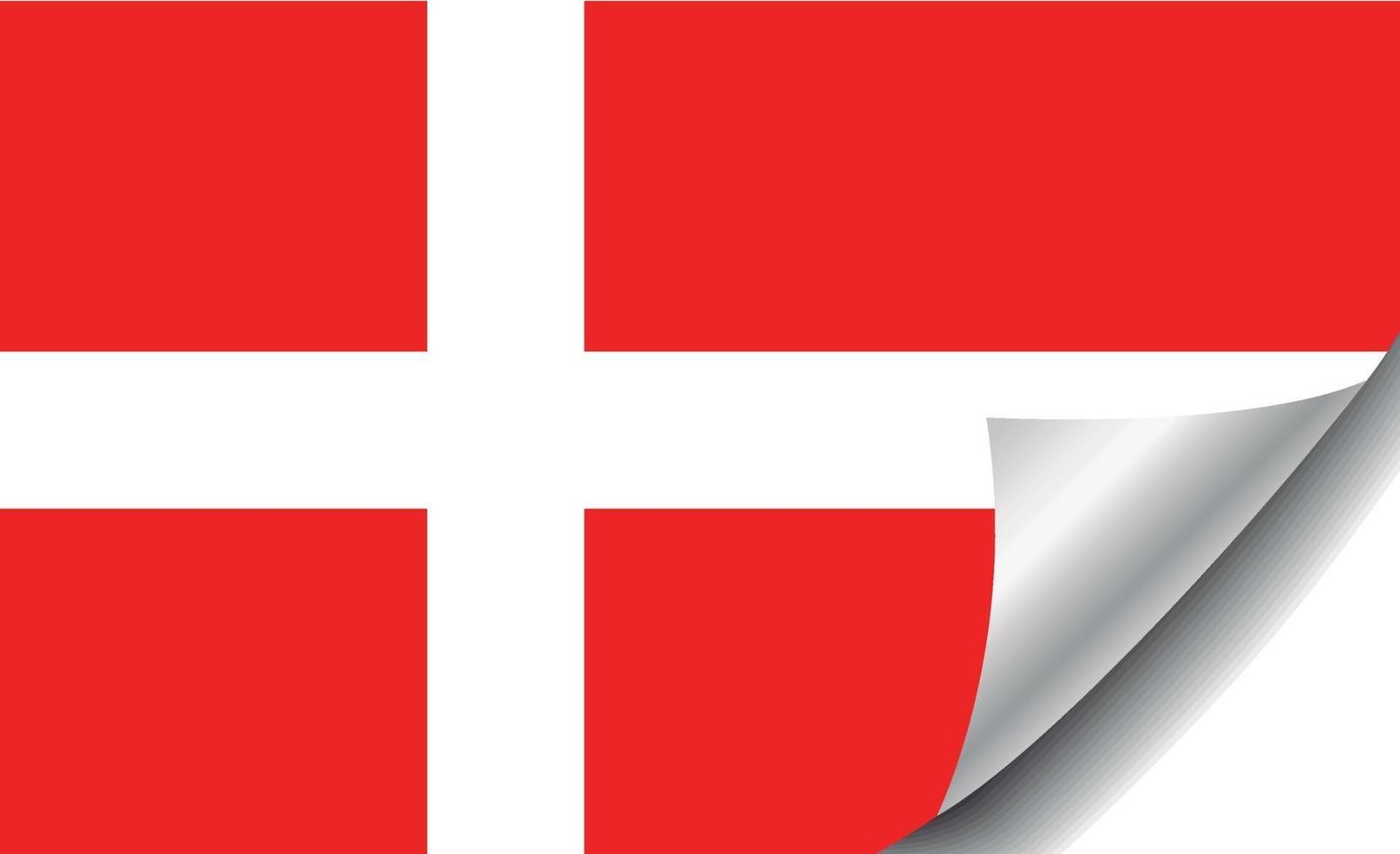 Denmark flag with curled corner vector