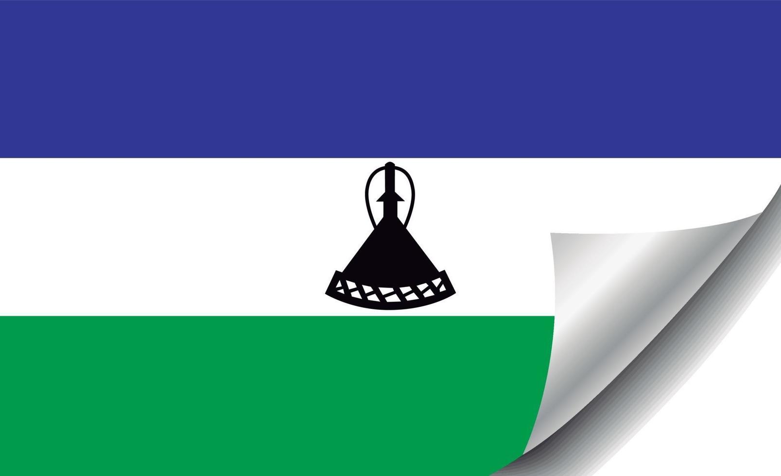 bandera de lesotho con esquina rizada vector