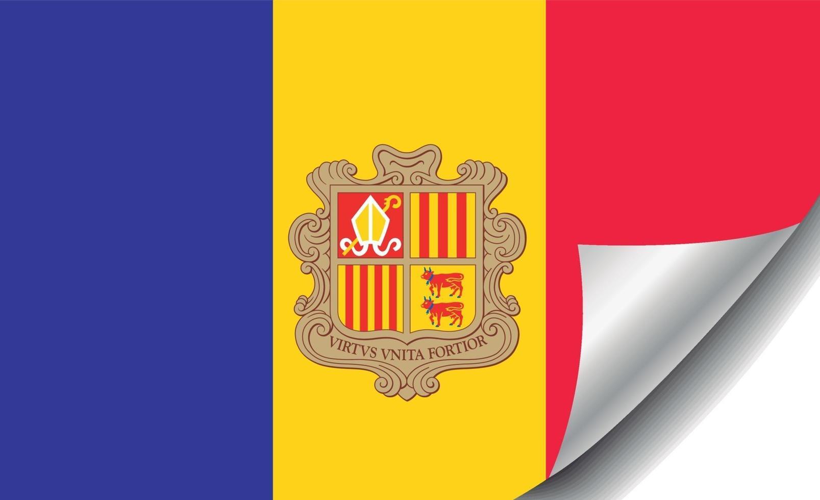 bandera de andorra con esquina rizada vector