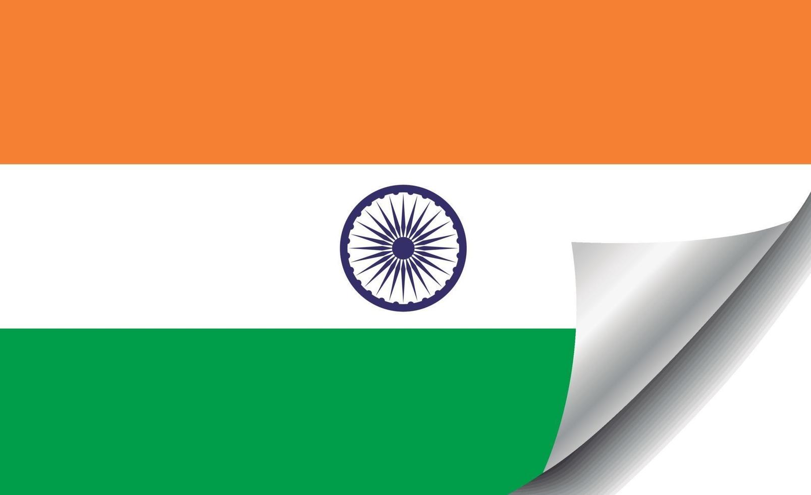 bandera india, con, esquina curvada vector