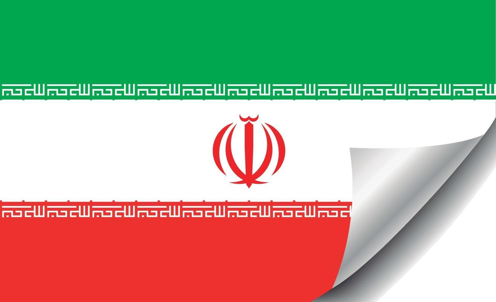 Iran flag with curled corner vector