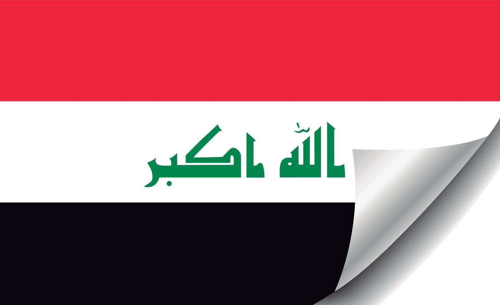 bandera de irak con esquina rizada vector