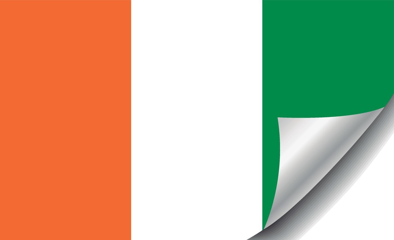 Ivory Coast flag with curled corner vector