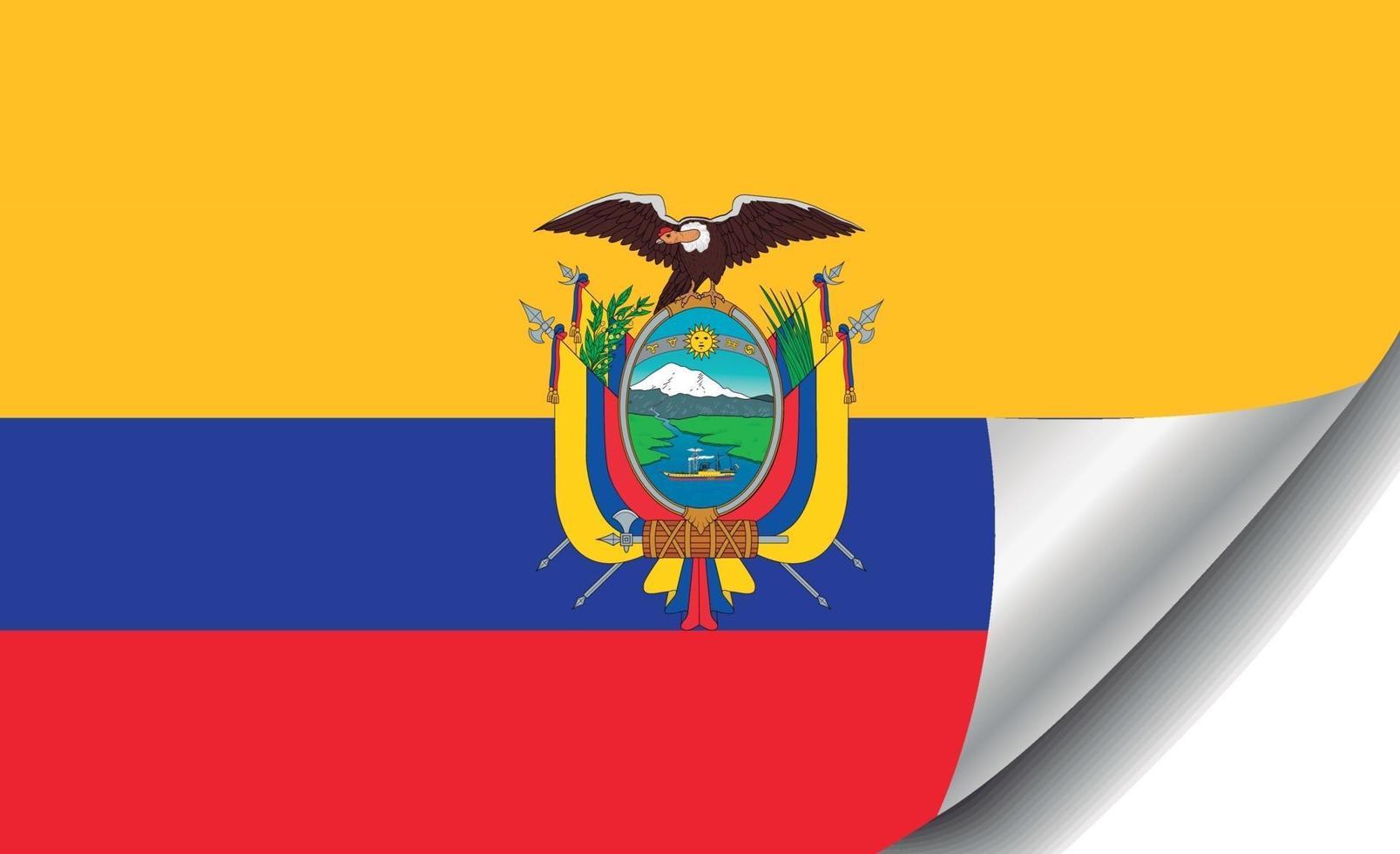 Ecuador flag with curled corner vector