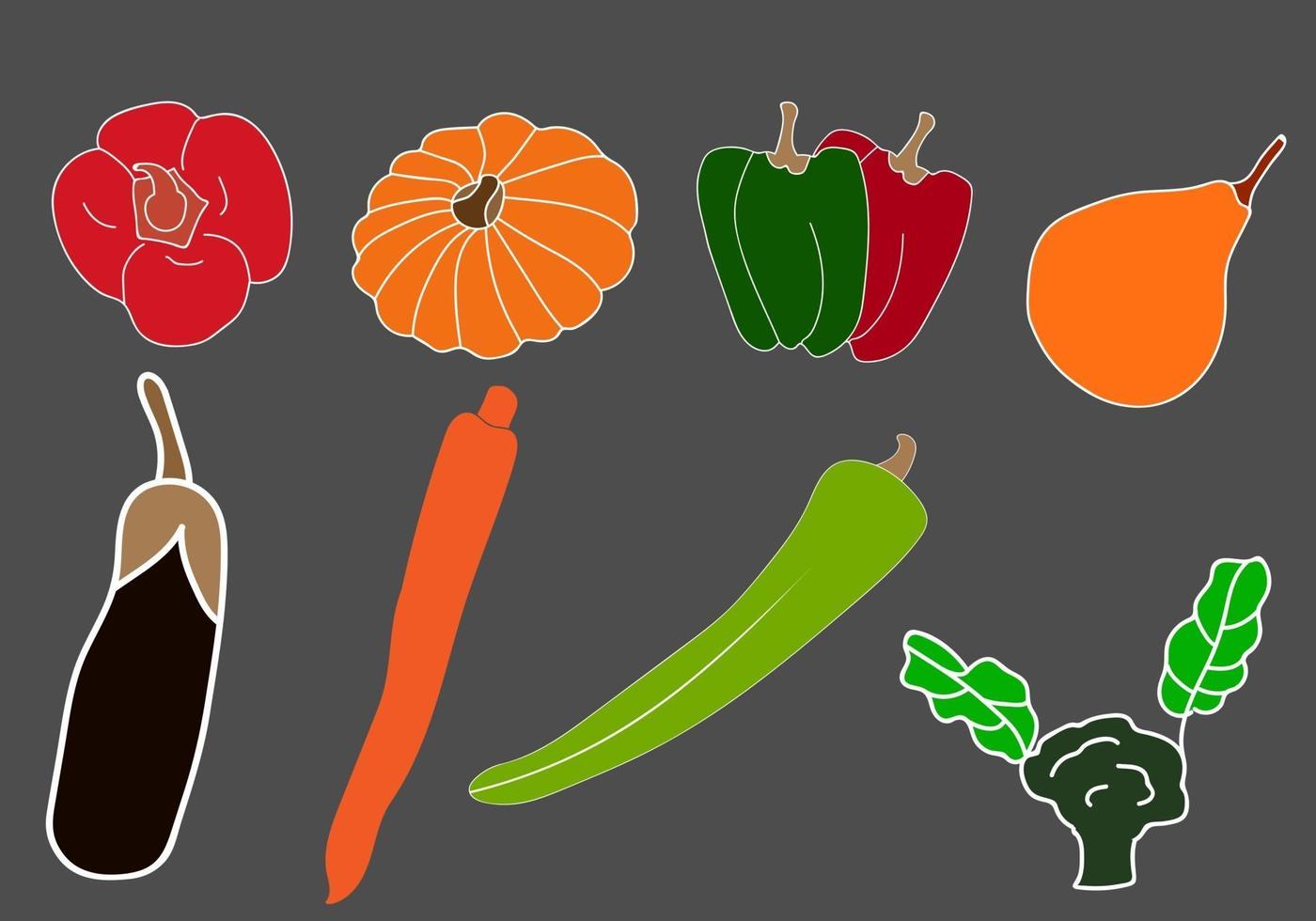 Different types of vegetables set vector