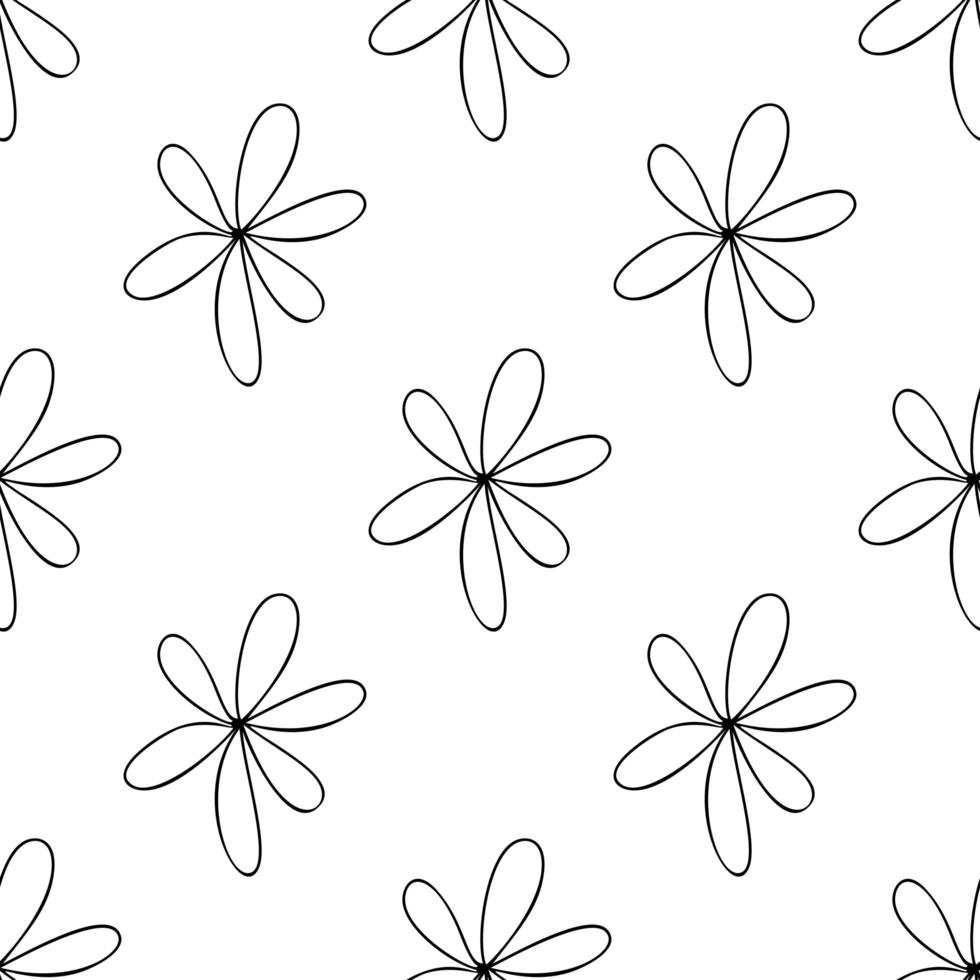 Seamless pattern made from doodle chamomile flowers. Isolated on white vector