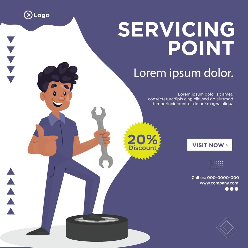 Banner design of servicing point template vector
