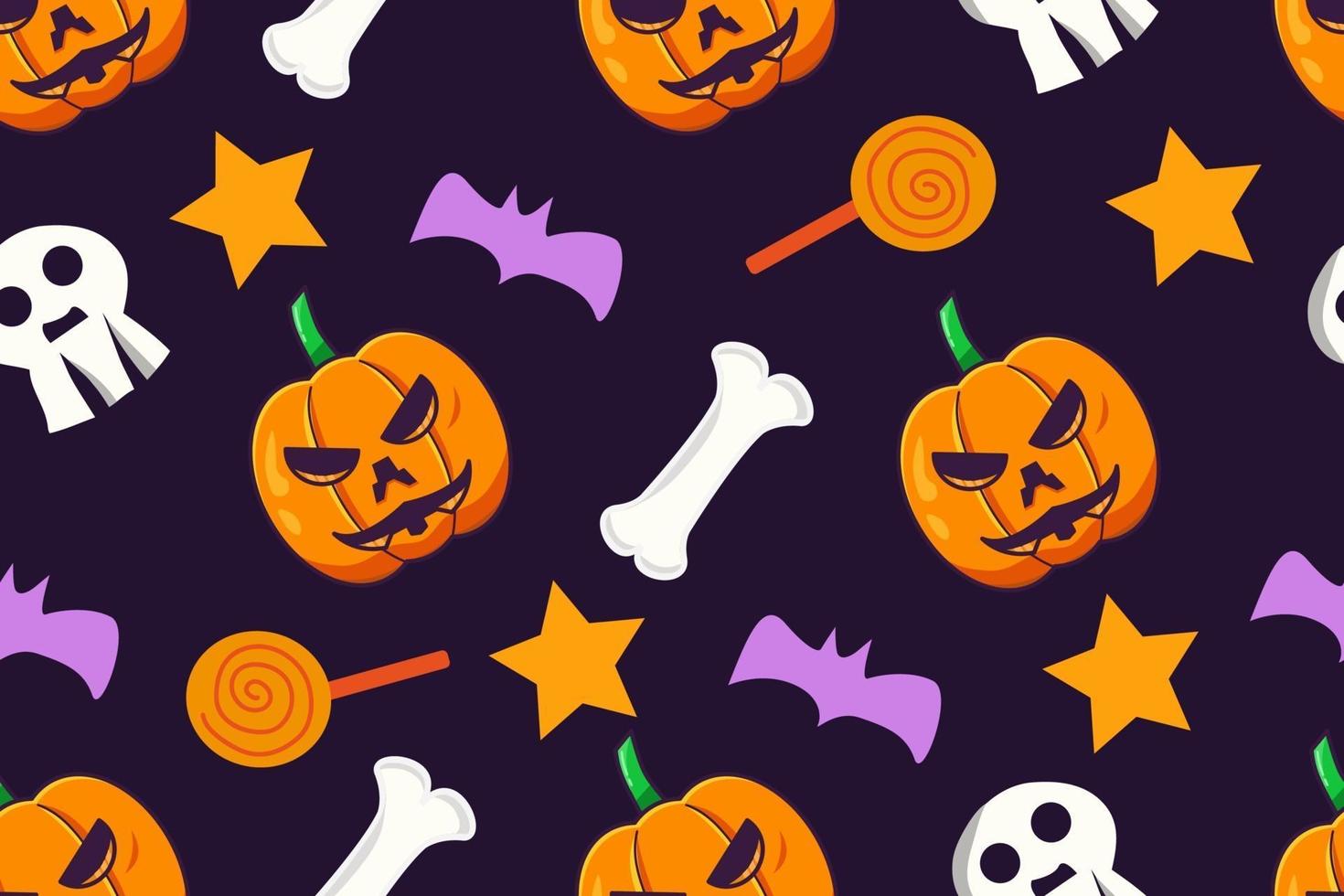 Halloween Cute Doodle Style Seamless Pattern vector