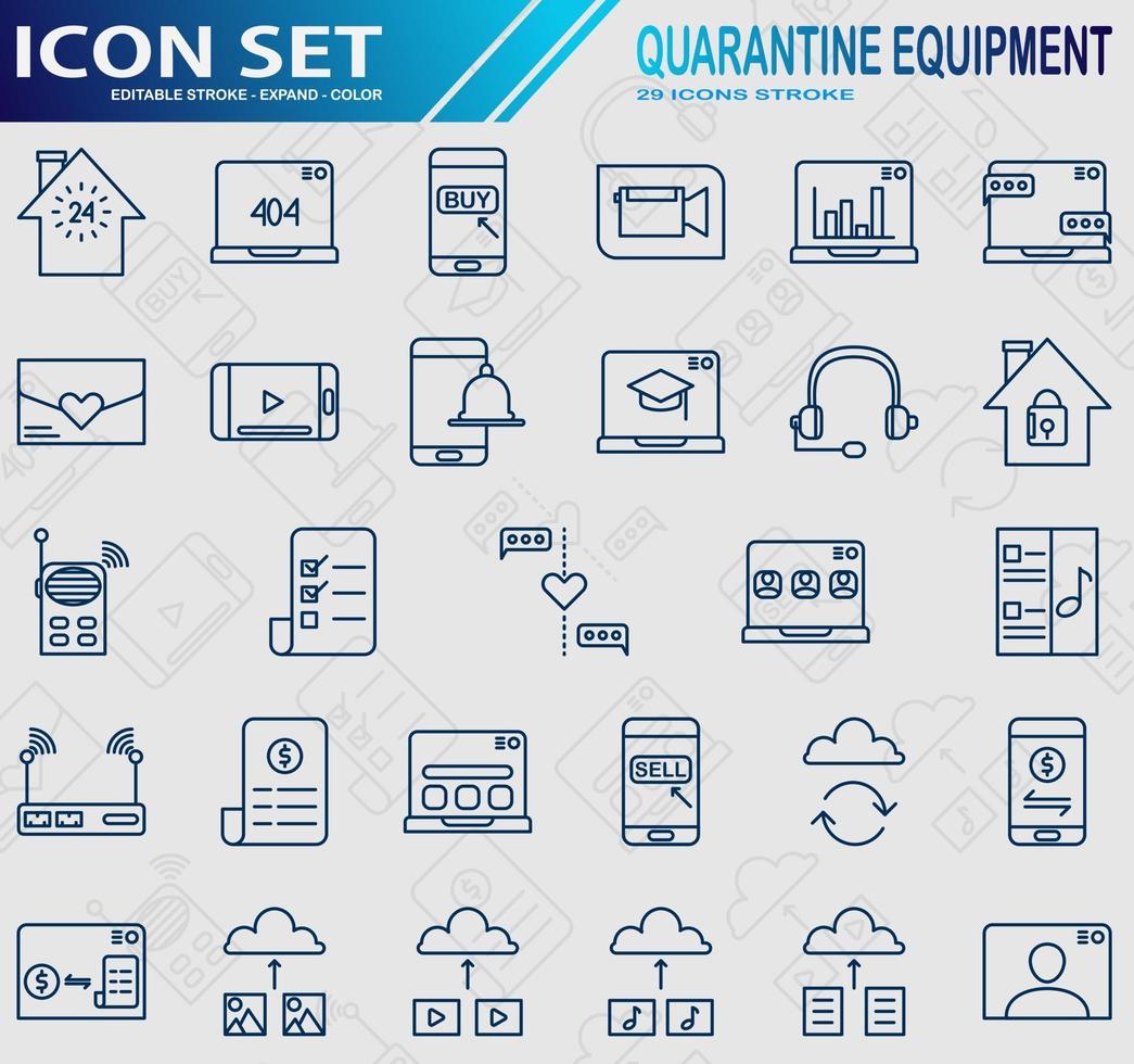 quarantine icon set line vector