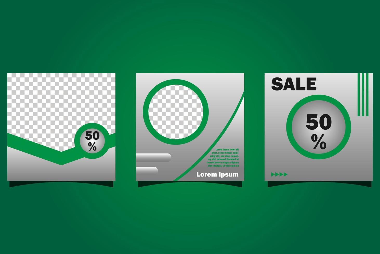 square template for business promotion, green ornament. vector