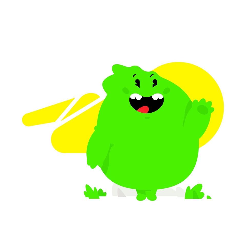 Ilustración de un monstruo kawaii verde. vector