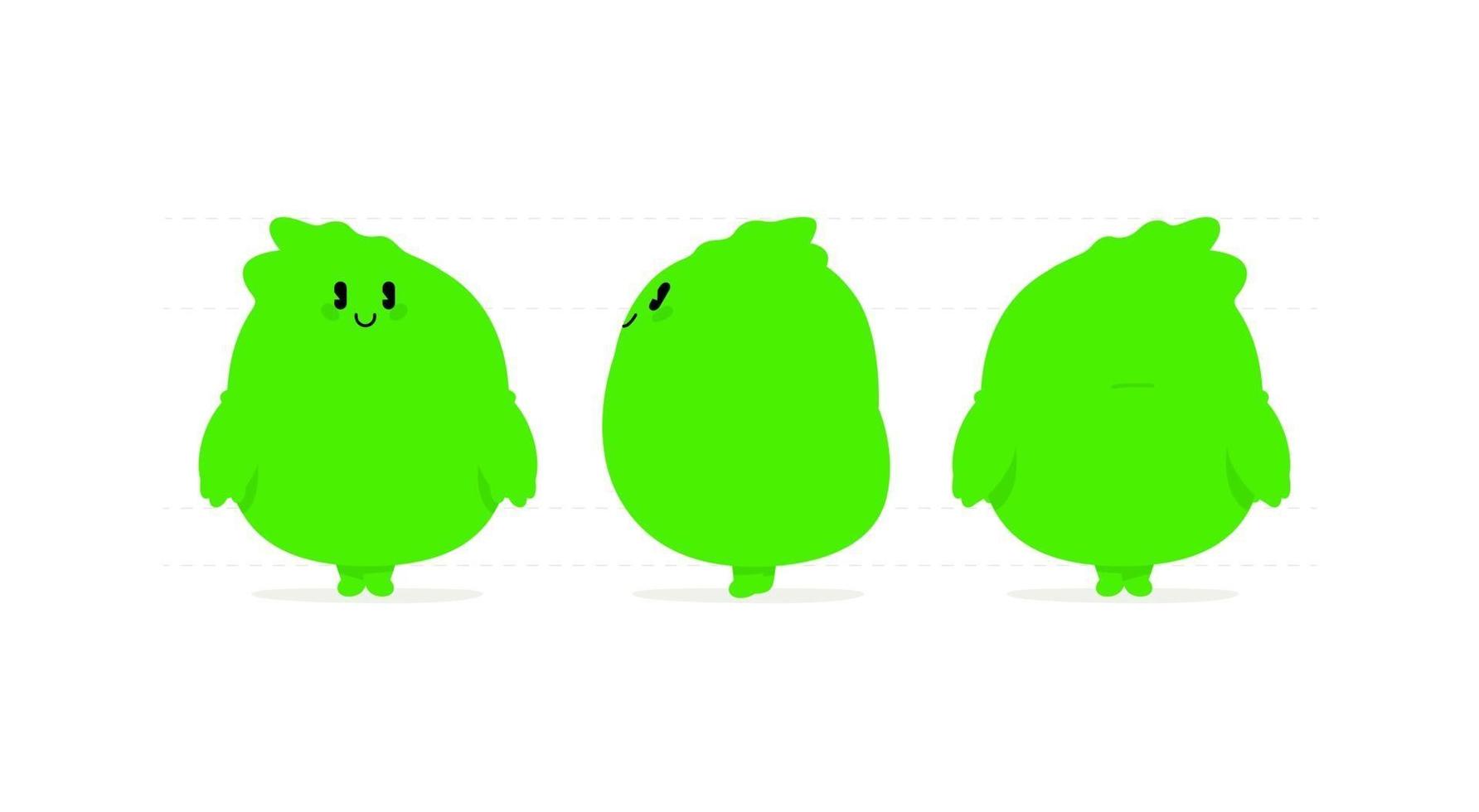 Ilustración de un monstruo kawaii verde. vector