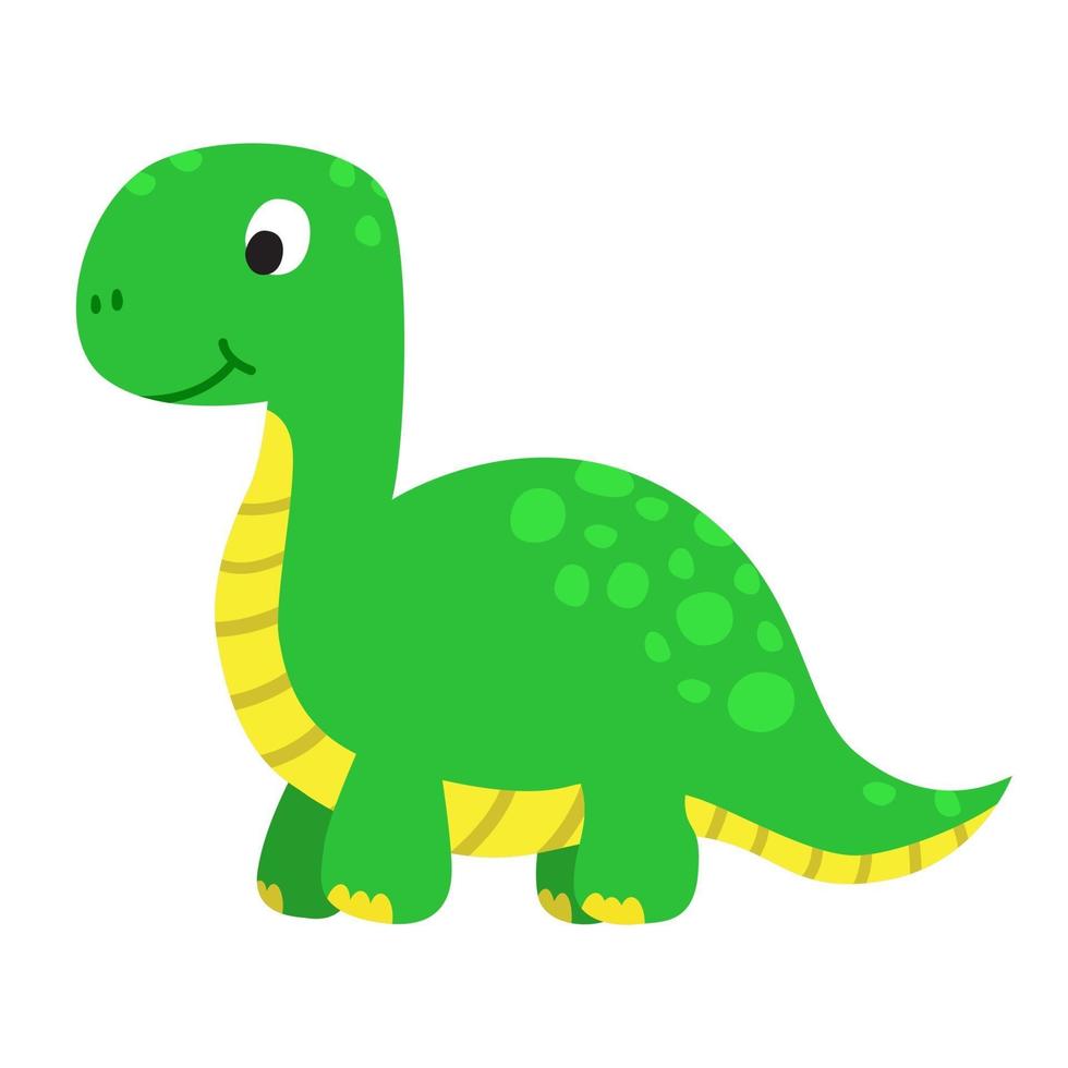 Funny cartoon dinosaur, cute illustration in flat style vector
