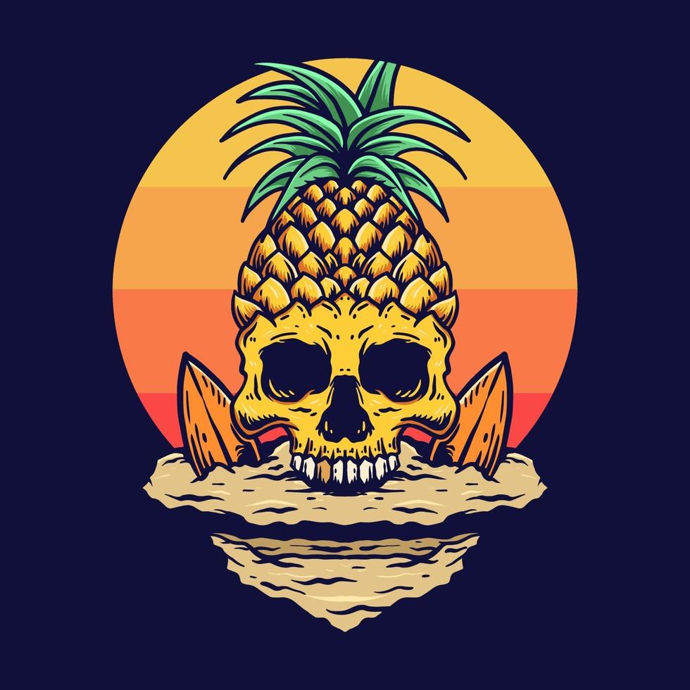 Pinneaple skull summer vector