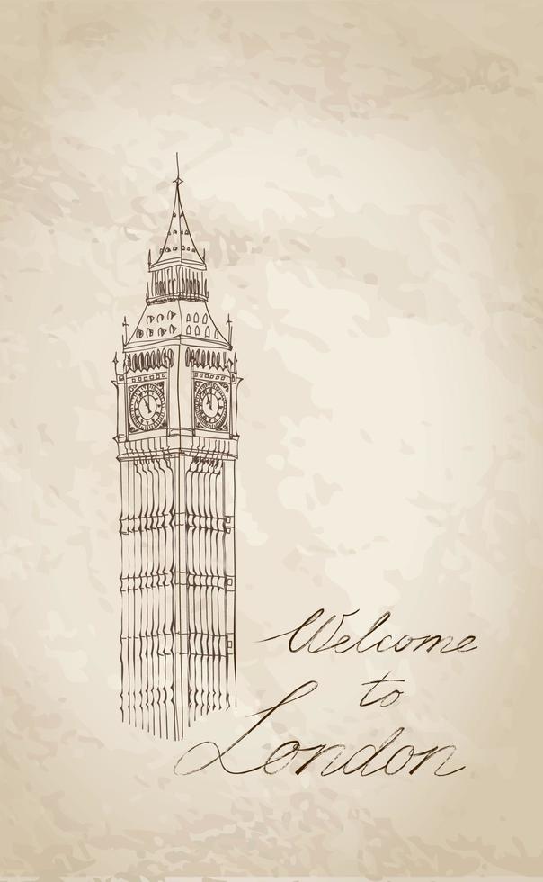 hito de la ciudad de londres. fondo de viaje de la torre big ben de westminster vector