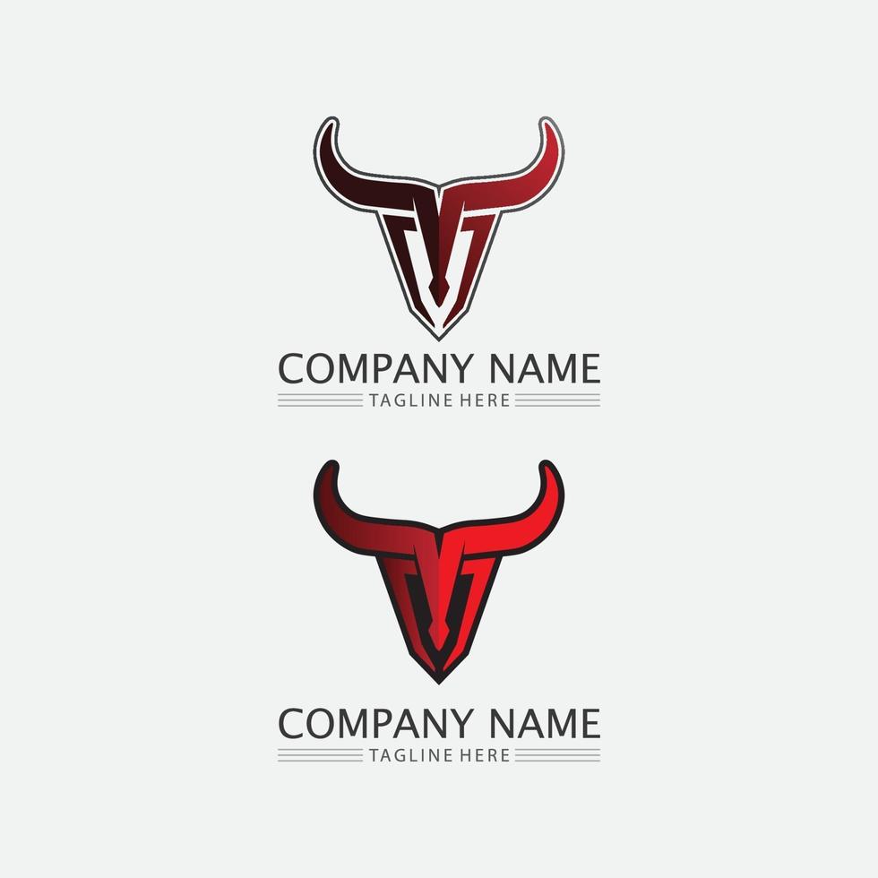 Bull buffalo head cow animal logo design vector animal head logo wild