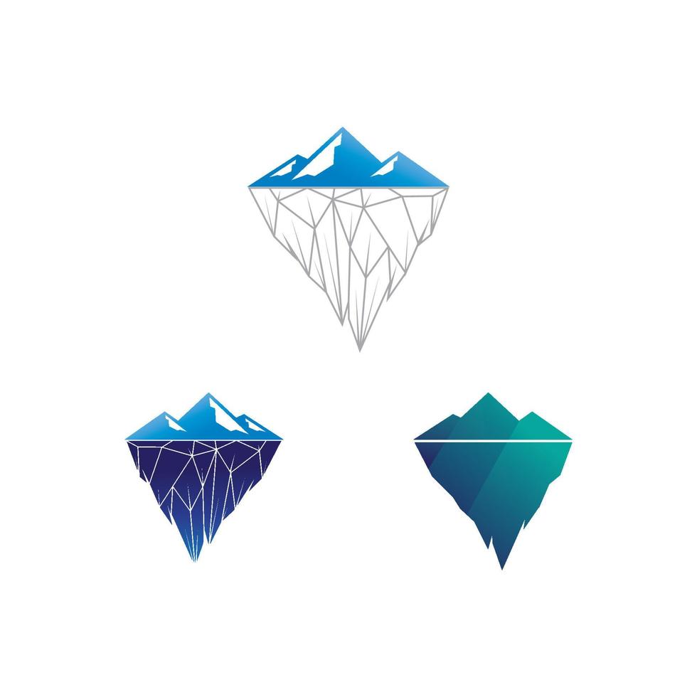 icono de montaña logo iceberg y diseño colinas vector