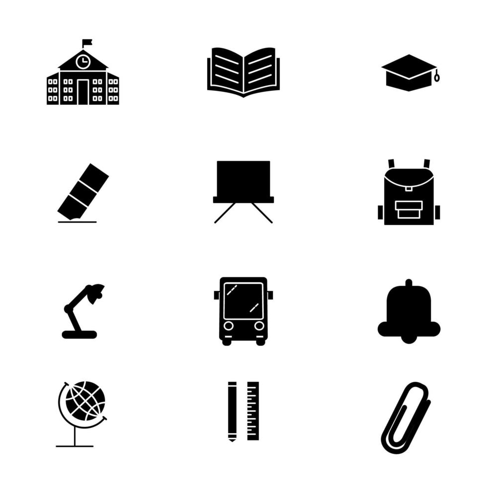 educación establece estilo de glifo de icono para su diseño web, logotipo, interfaz de usuario. vector