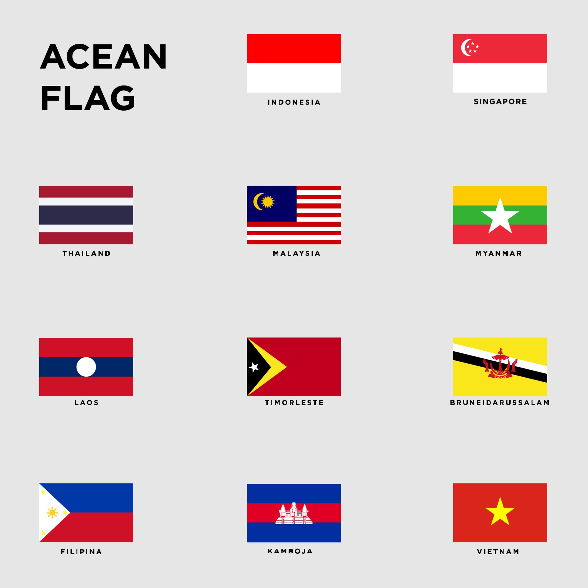 Southeast Asian Countries Flags