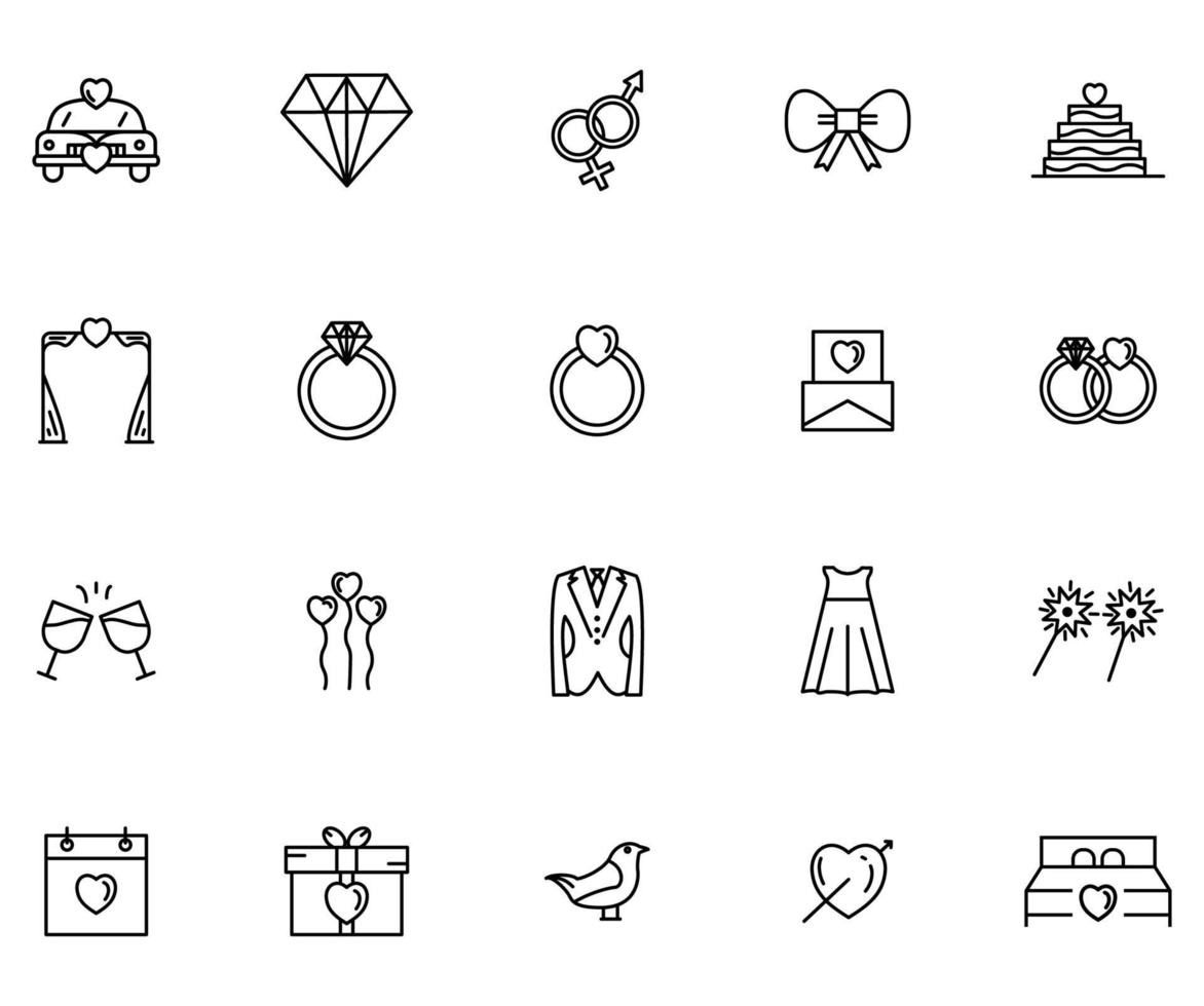 wedding icon set vector