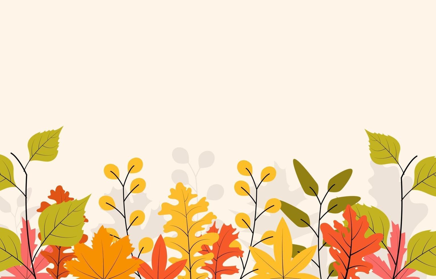 Vector background with autumn plant and leaves