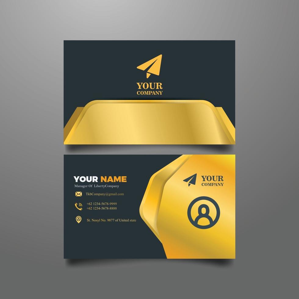 professional business business card template with luxury gold theme vector