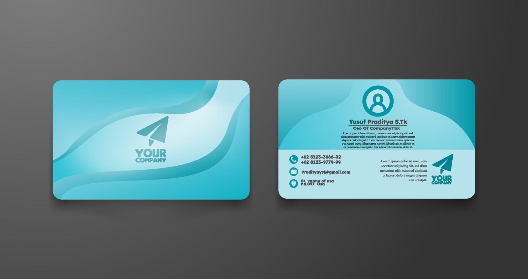 business card template free with blue theme vector