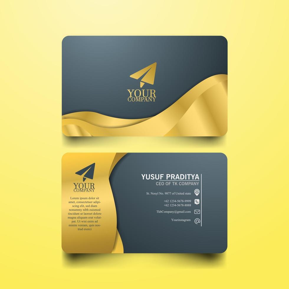 professional business business card template with luxury gold theme vector