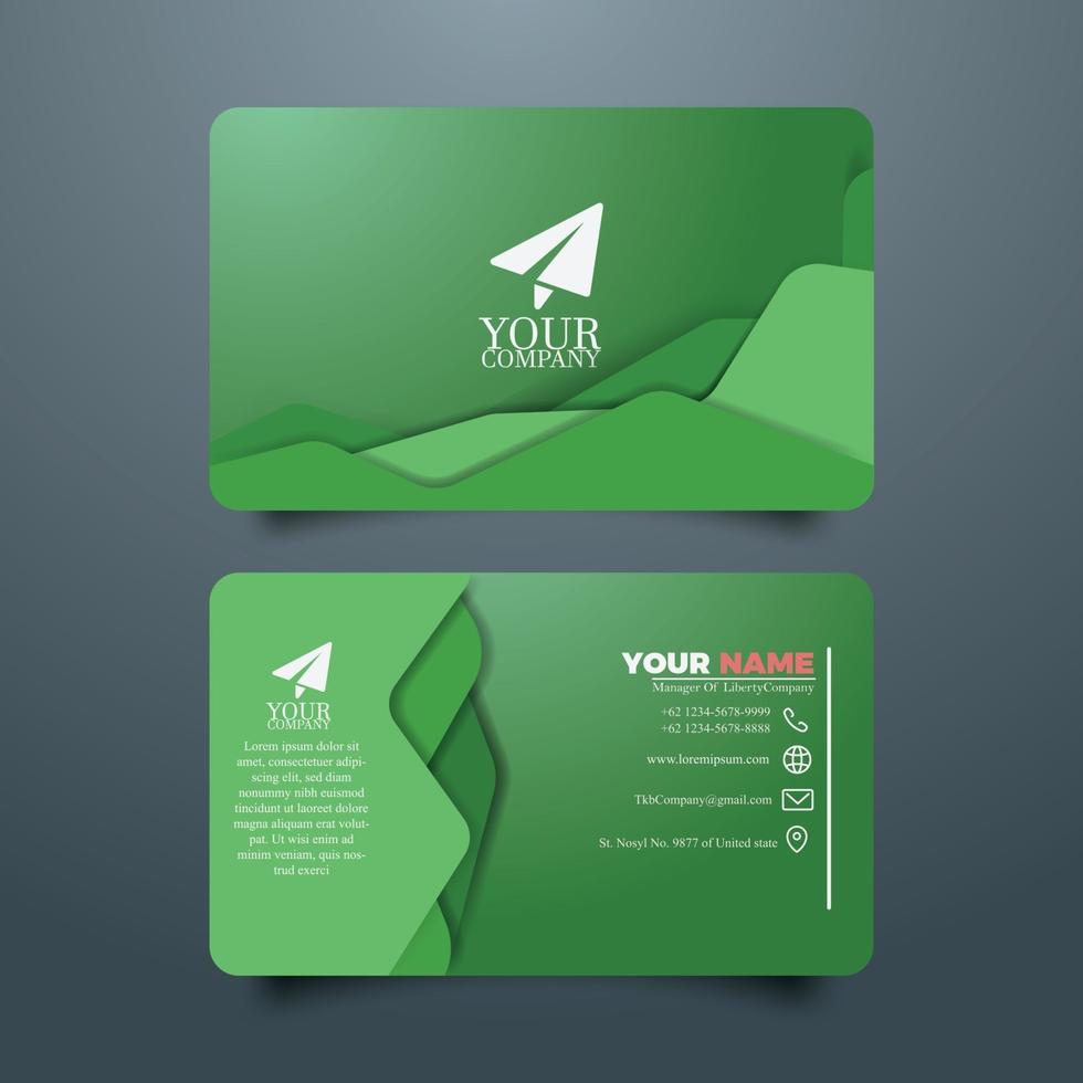 professional business card template with green theme free vector