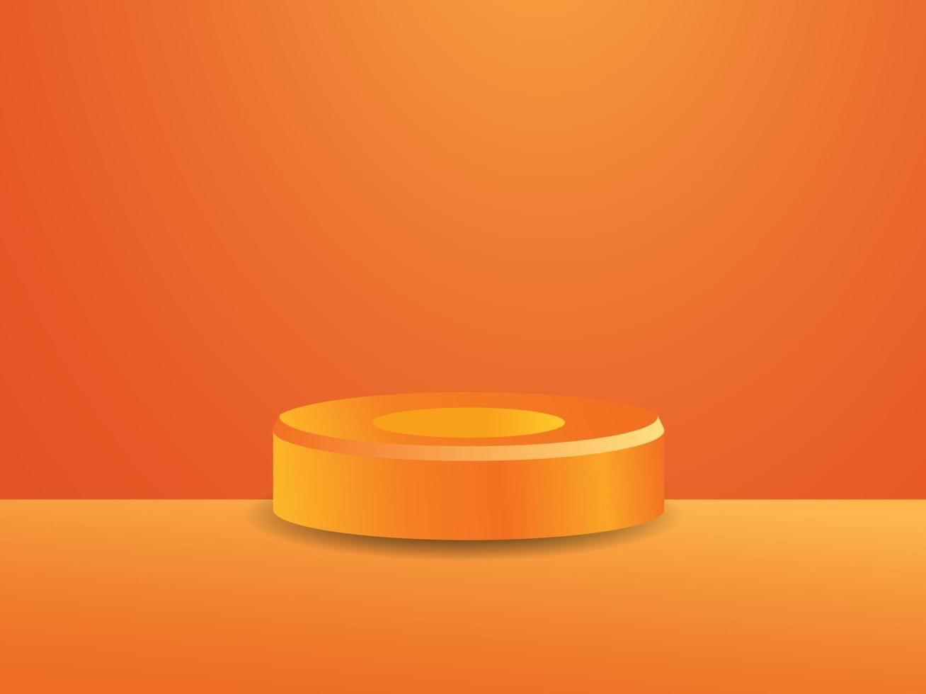 Soporte de podio de escenario 3d con color naranja vector