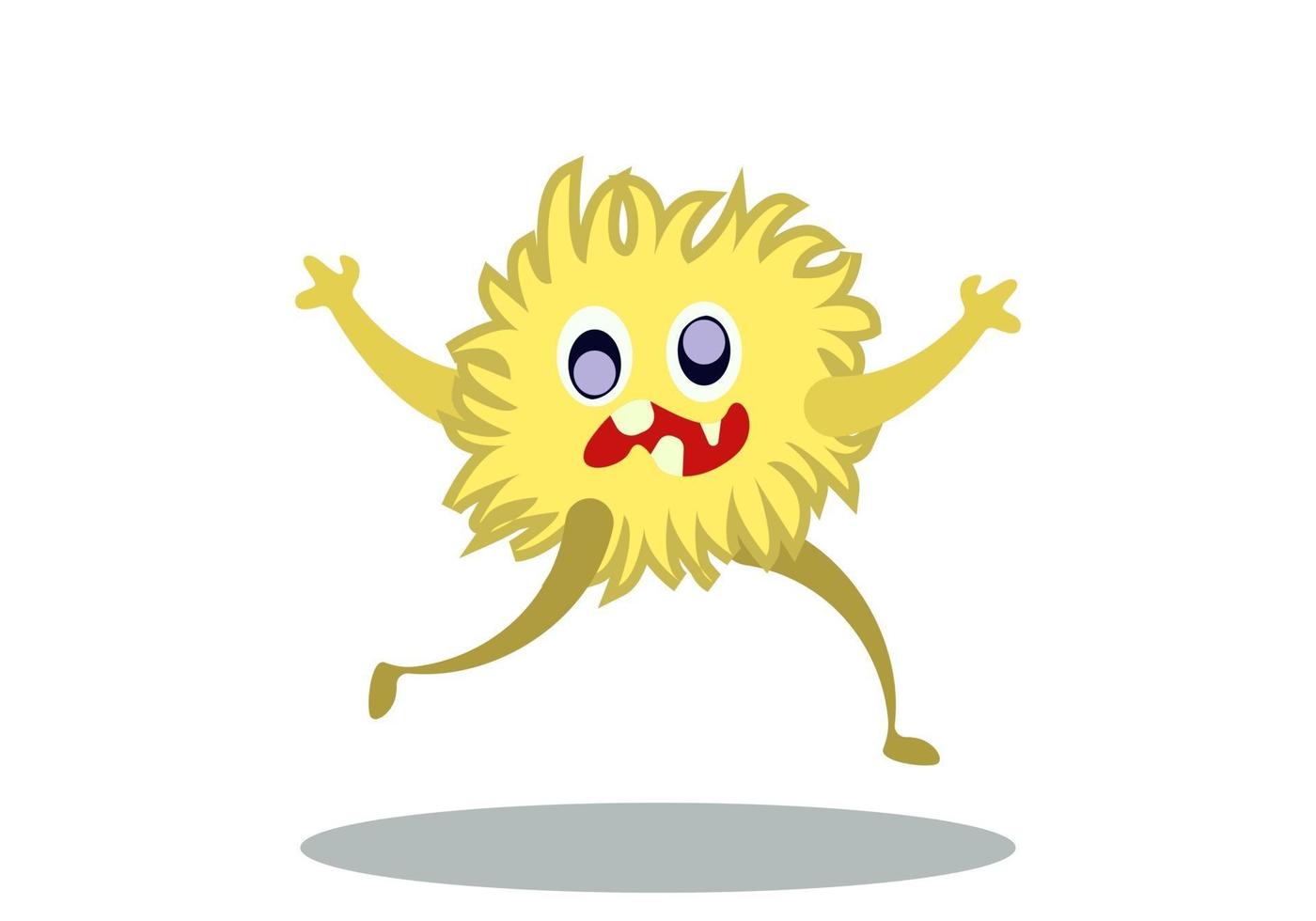 Illustration of cute bacteria character running. Cartoon microbes. vector