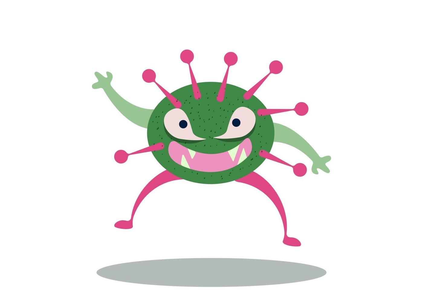 Illustration of cute bacteria character running. Cartoon microbes. vector