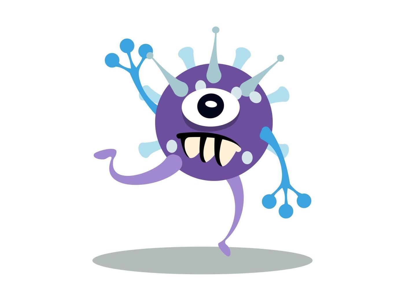 cute bacteria character running. vector