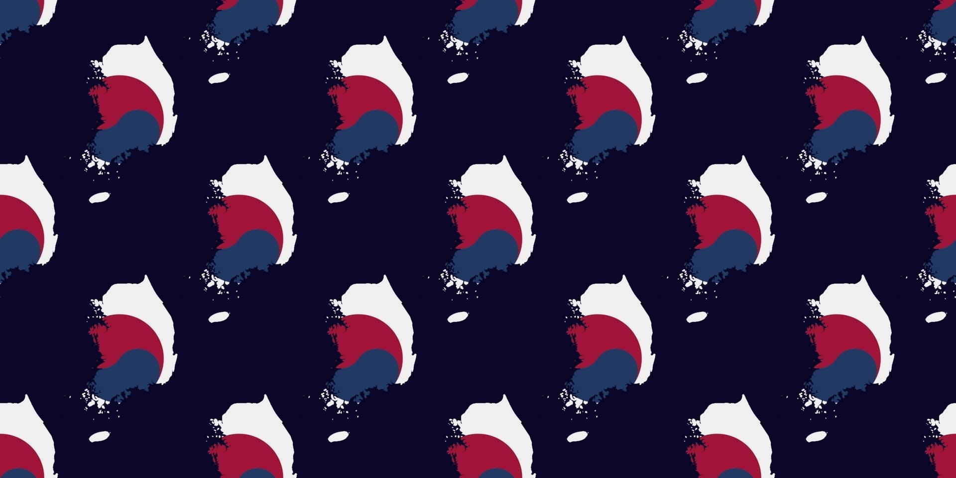 Seamless pattern of Map of South Korea with flag vector