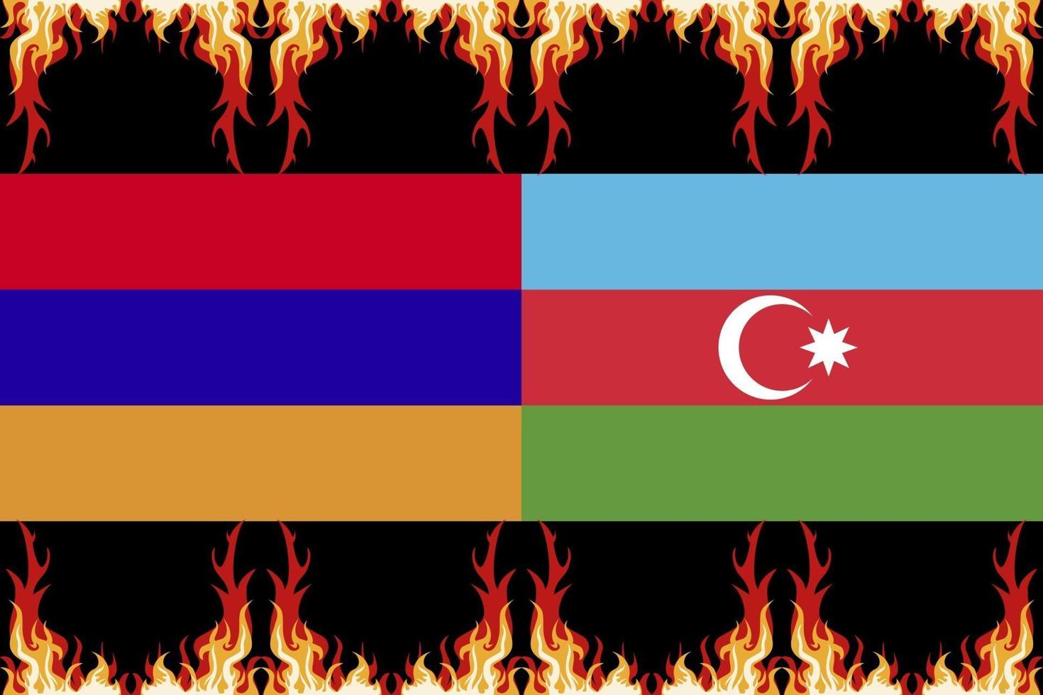 Armenia contra el conflicto de Azerbaiyán en el fondo de la bandera. vector