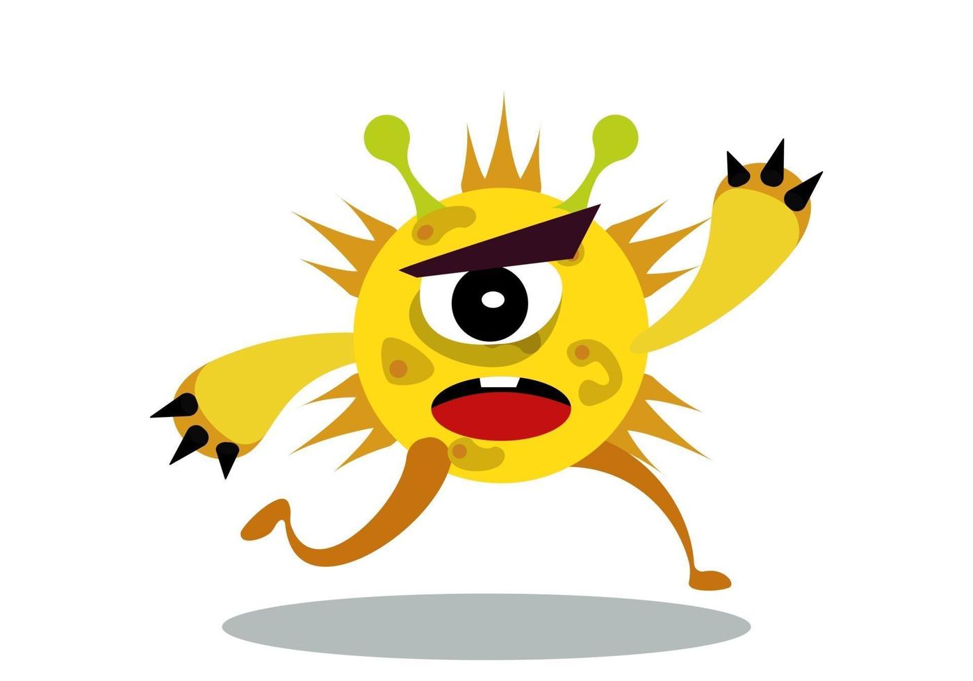 Cartoon microbes character running. Vector illustration EPS10.