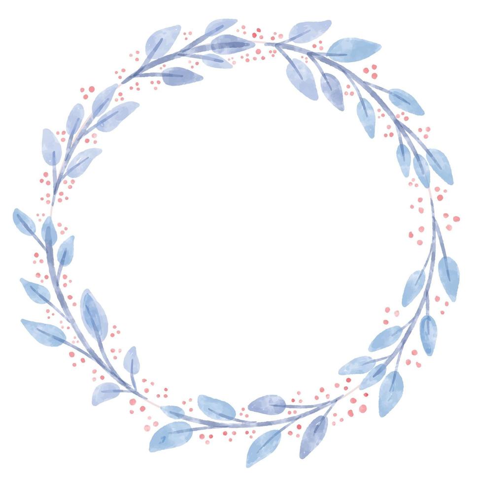 Simple watercolor vector winter season Christmas wreath round frame