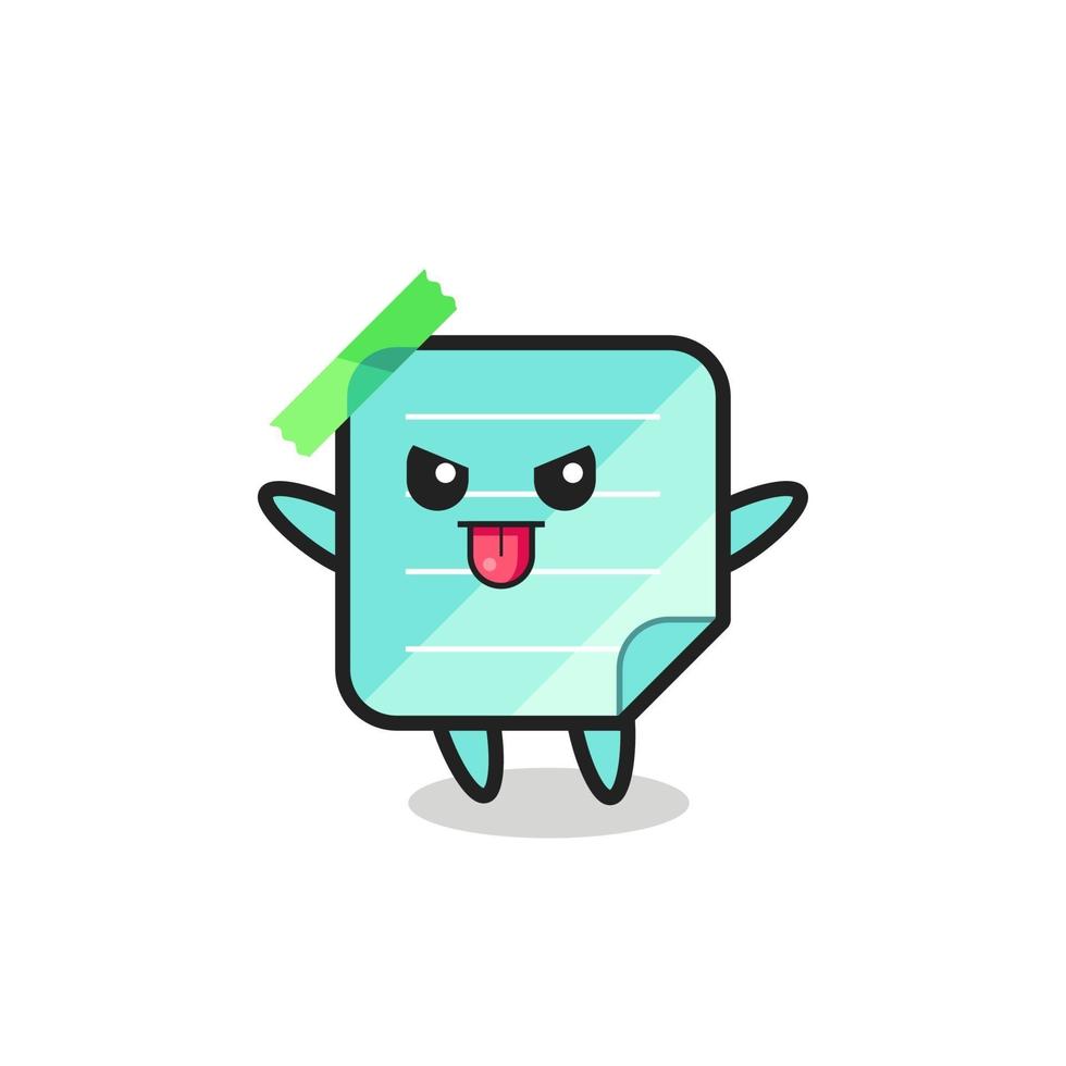 naughty blue sticky notes character in mocking pose vector