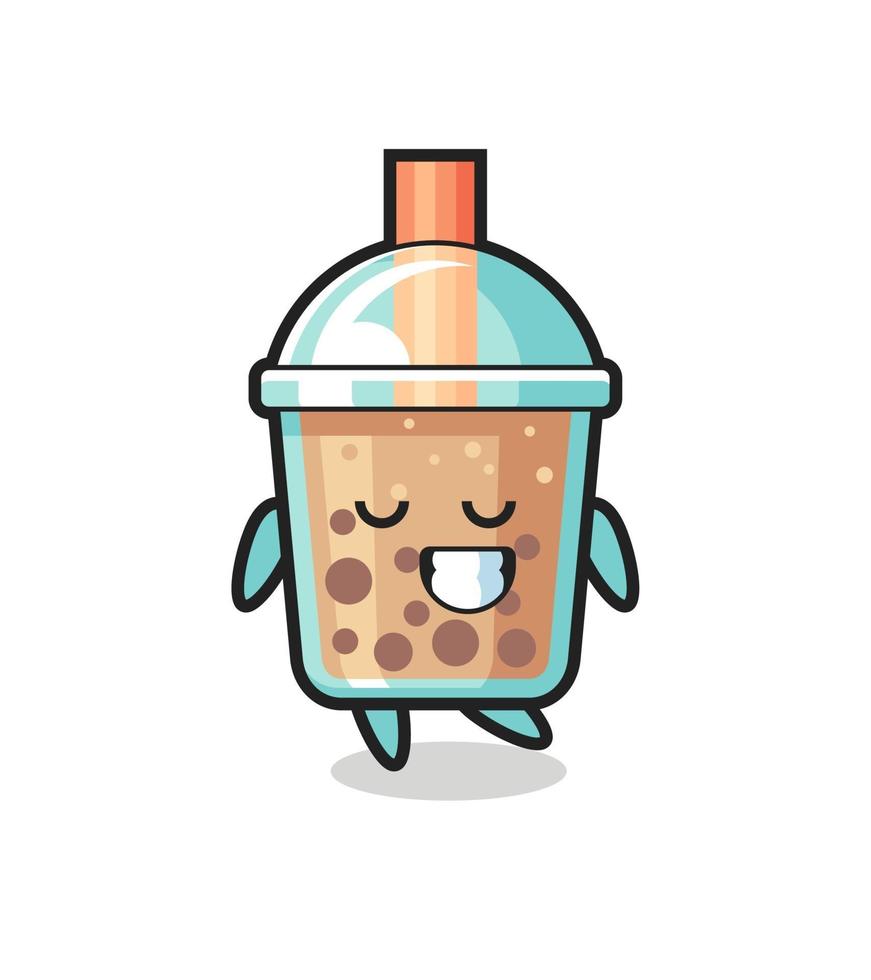 bubble tea cartoon illustration with a shy expression vector