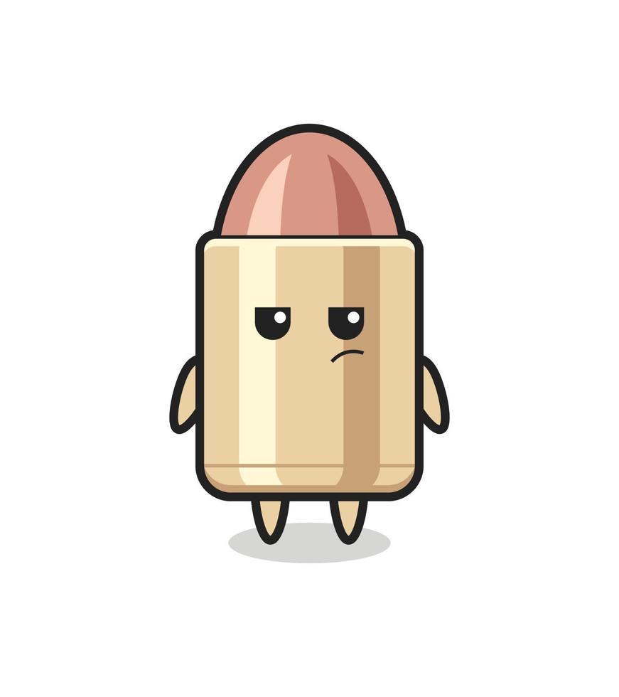 cute bullet character with suspicious expression vector