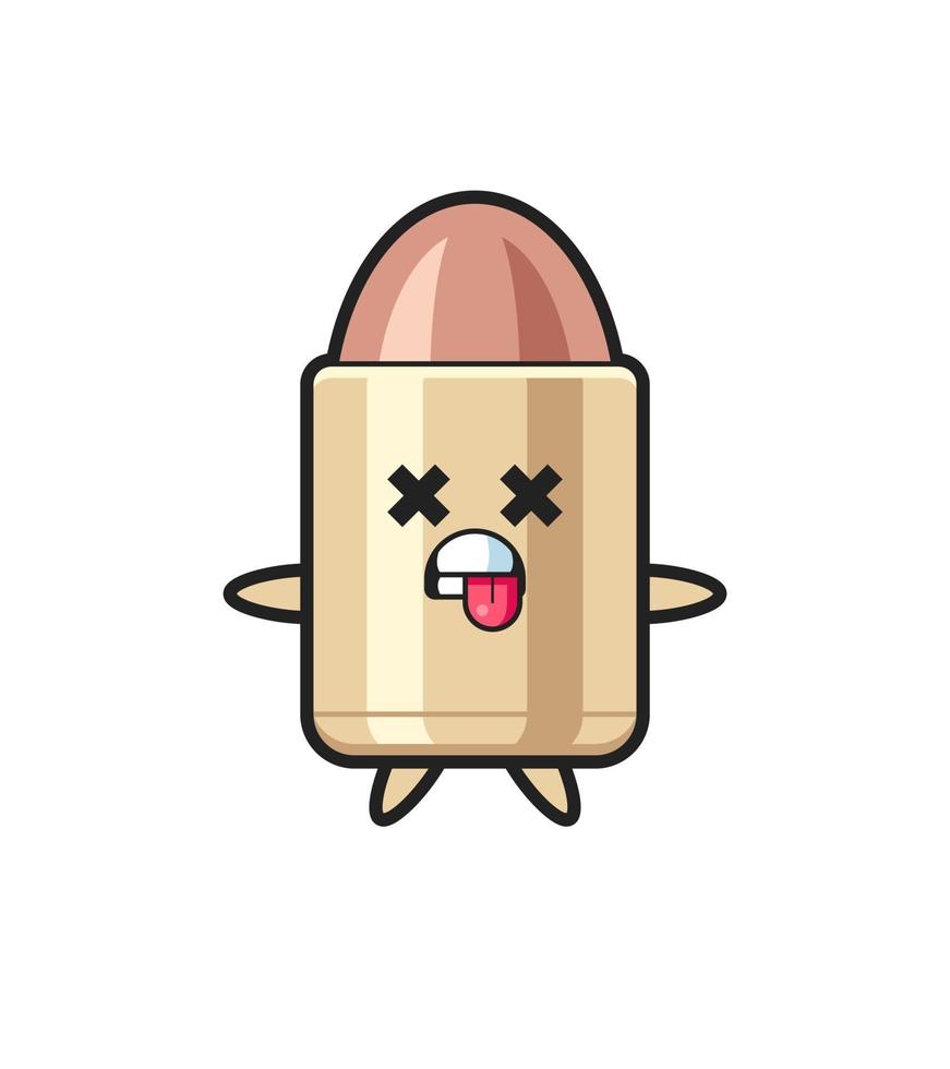 character of the cute bullet with dead pose vector