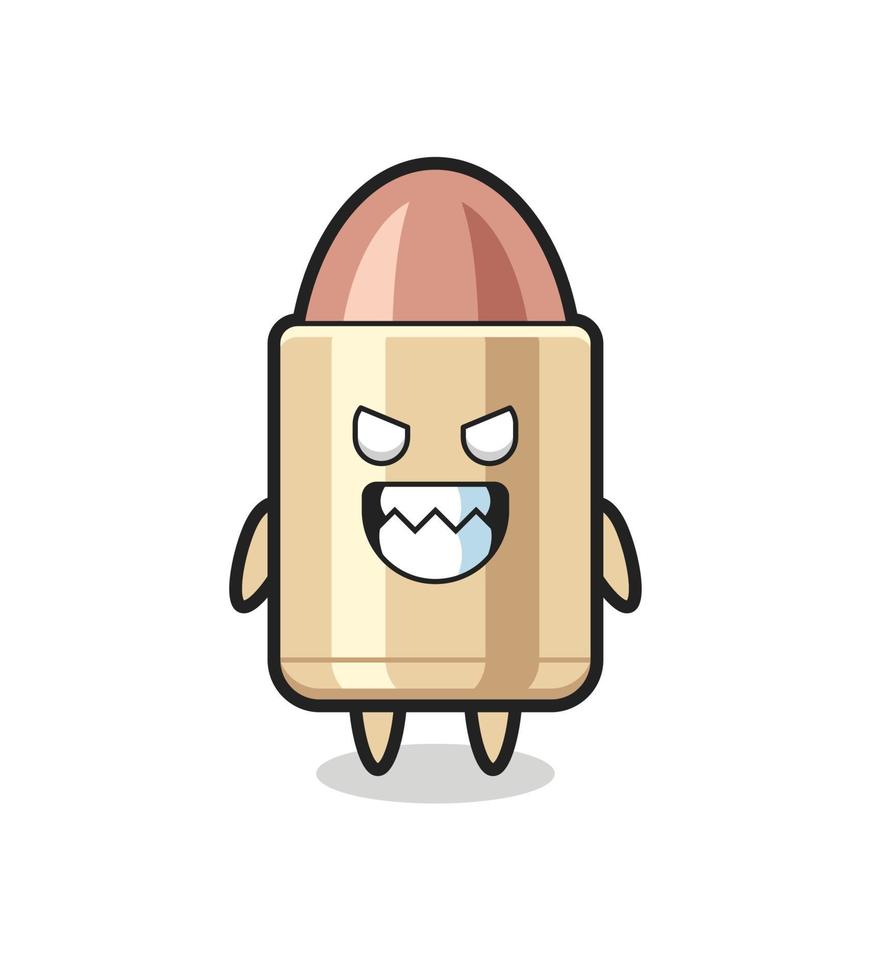 evil expression of the bullet cute mascot character vector