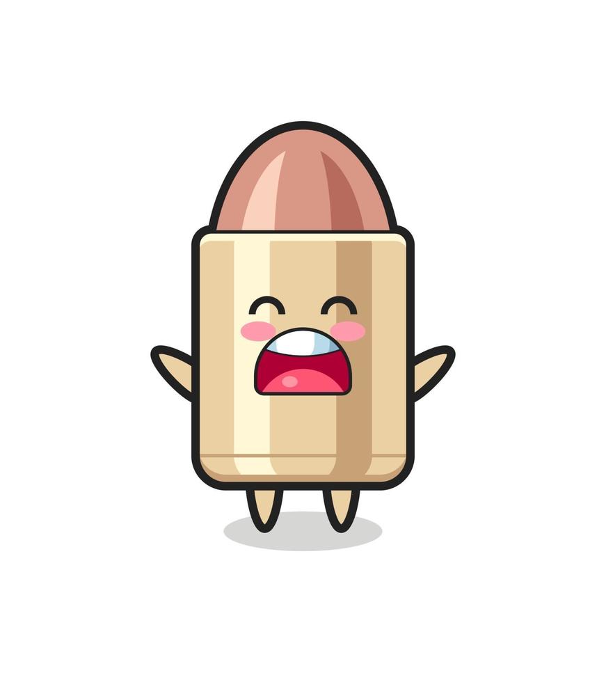 cute bullet mascot with a yawn expression vector
