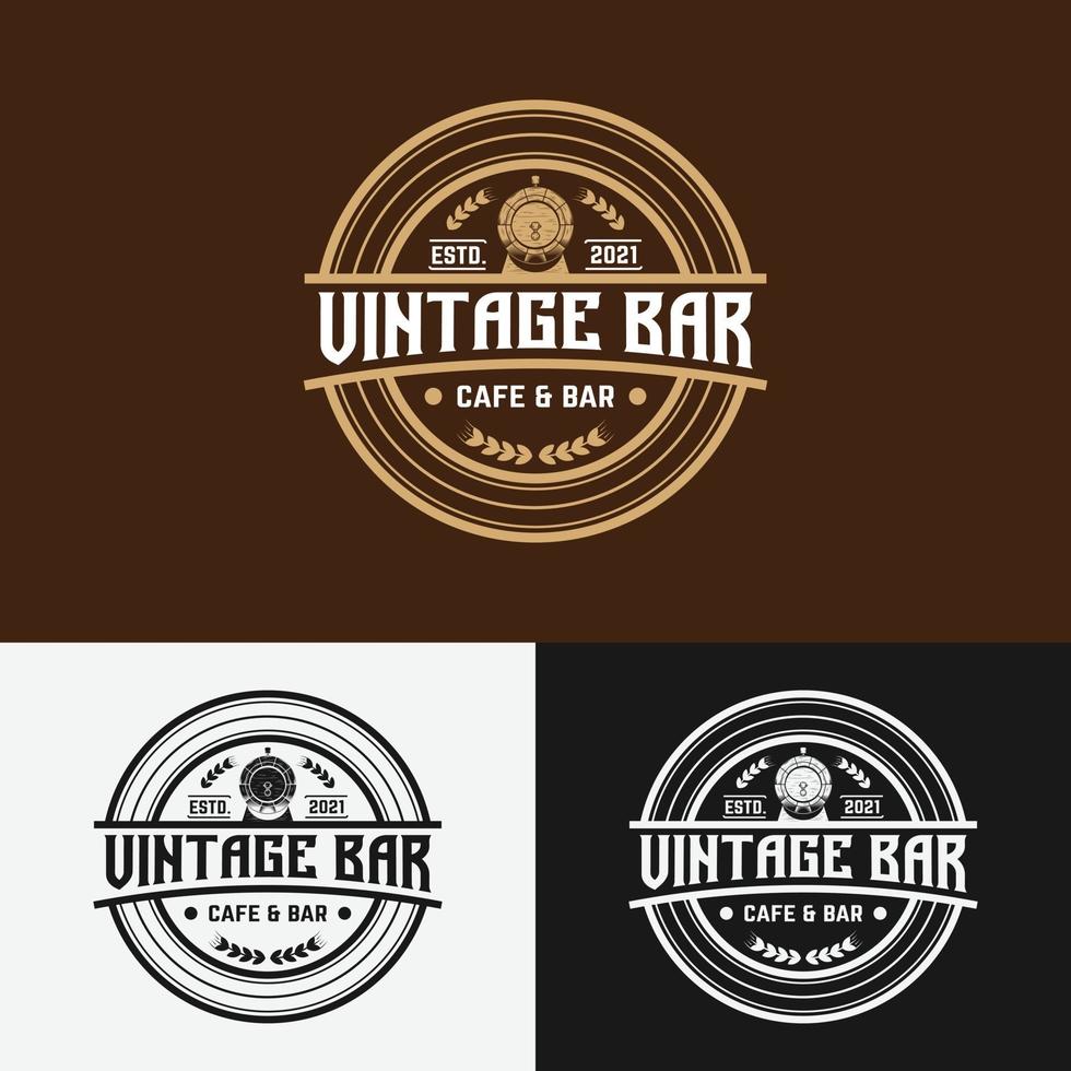Vintage bar cafe sello etiqueta emblema insignia plantilla de diseño de logotipo vector